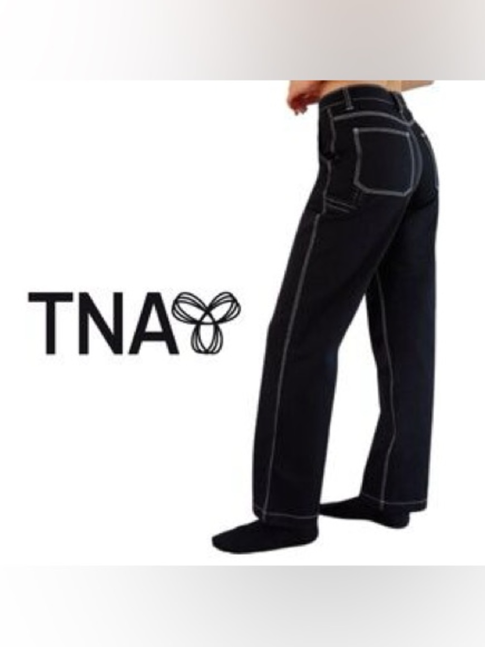 TNA Greenwich Pant Black Noir Women's Size 0 High Waisted Carpenter Pants